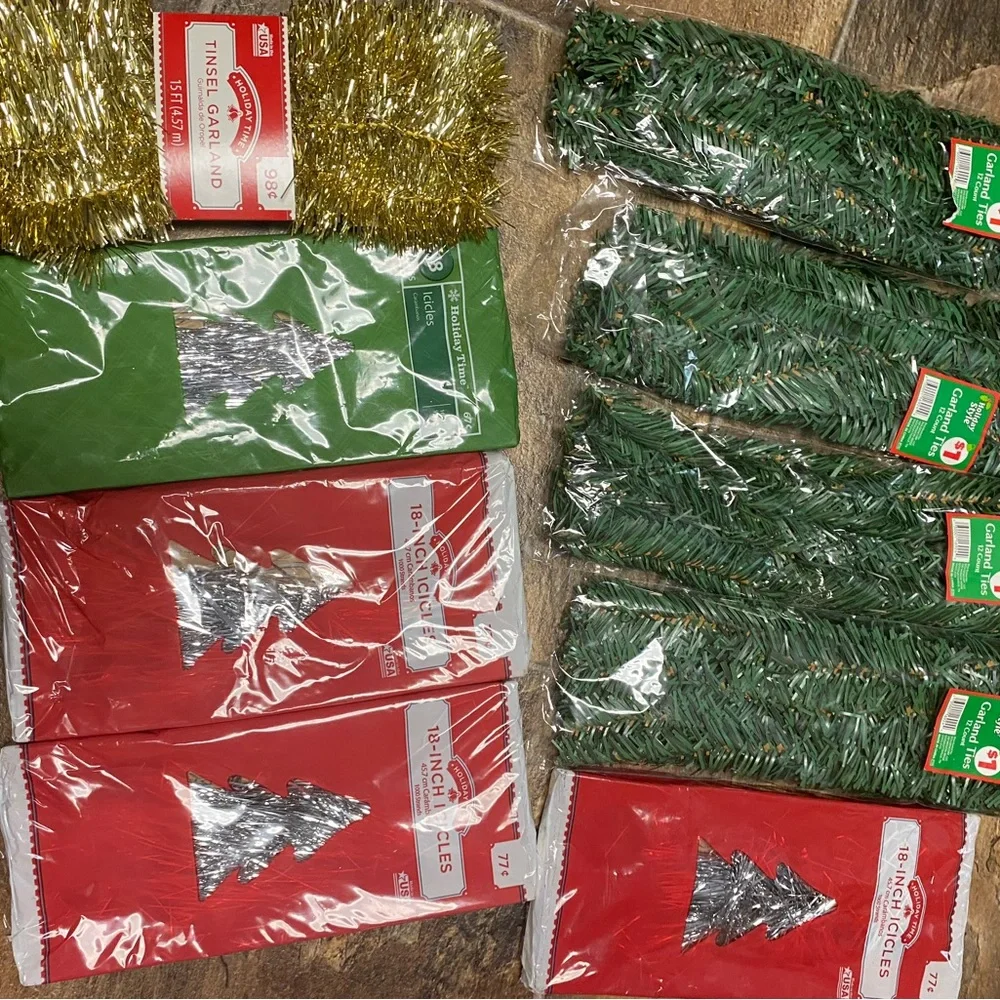 Lot Of 10 New Christmas Icicles And Garland Ties Lot Christmas Decor